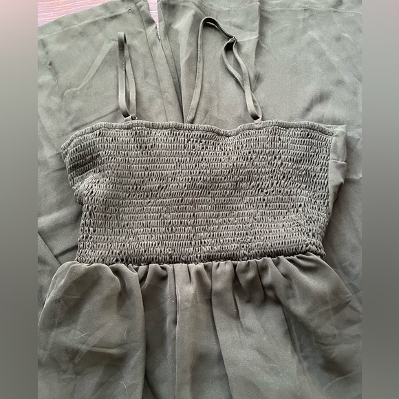 3/$20  Boho Solid Sleeveless Long Length Jumpsuit Baggy Jumpsuit Army Green - Picture 2 of 10